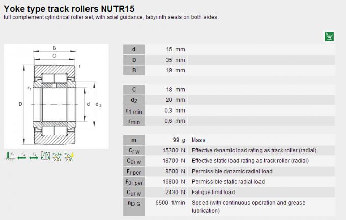 उच्च लोड कम गति Torrington सुई रोलर बियरिंग्स NUTR15, NUTR17 0